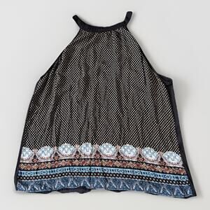 Haptics Sz 3X Boho Halter Tank Top Plus Size Sleeveless Paisley Border Stretch
